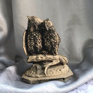 Hoda Owls Sitting on Log Wood Like Shelf Decor